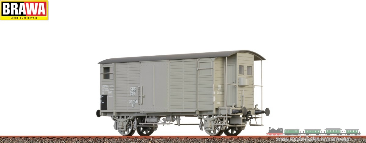 Brawa 67870, EAN 4012278678702: N Gedeckter Güterwagen K2 SBB, Epoche II