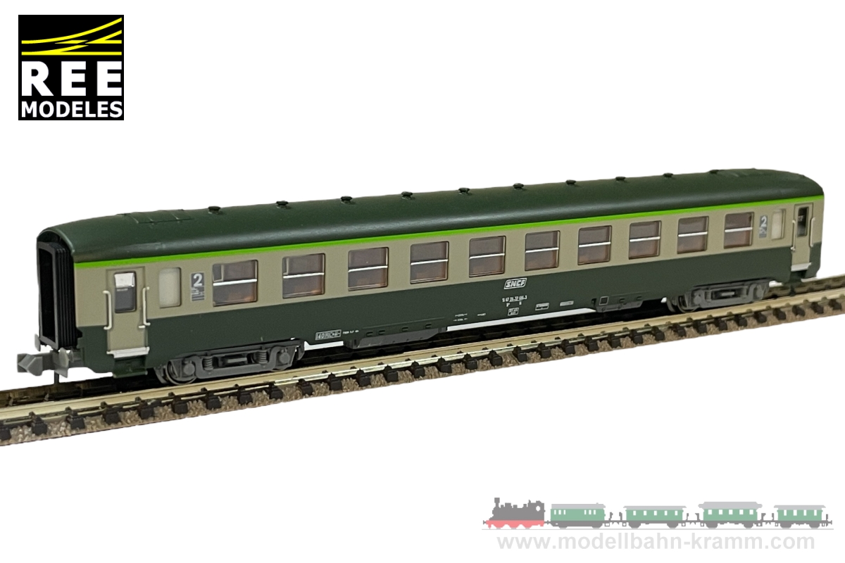 REE Modeles NW061, EAN 2000008744010: N Personenwagen grün/grau SNCF