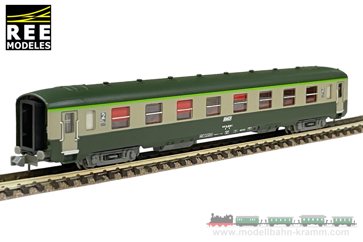 REE Modeles NW070, EAN 2000008719070: N Personenwagen grün/grau SNCF