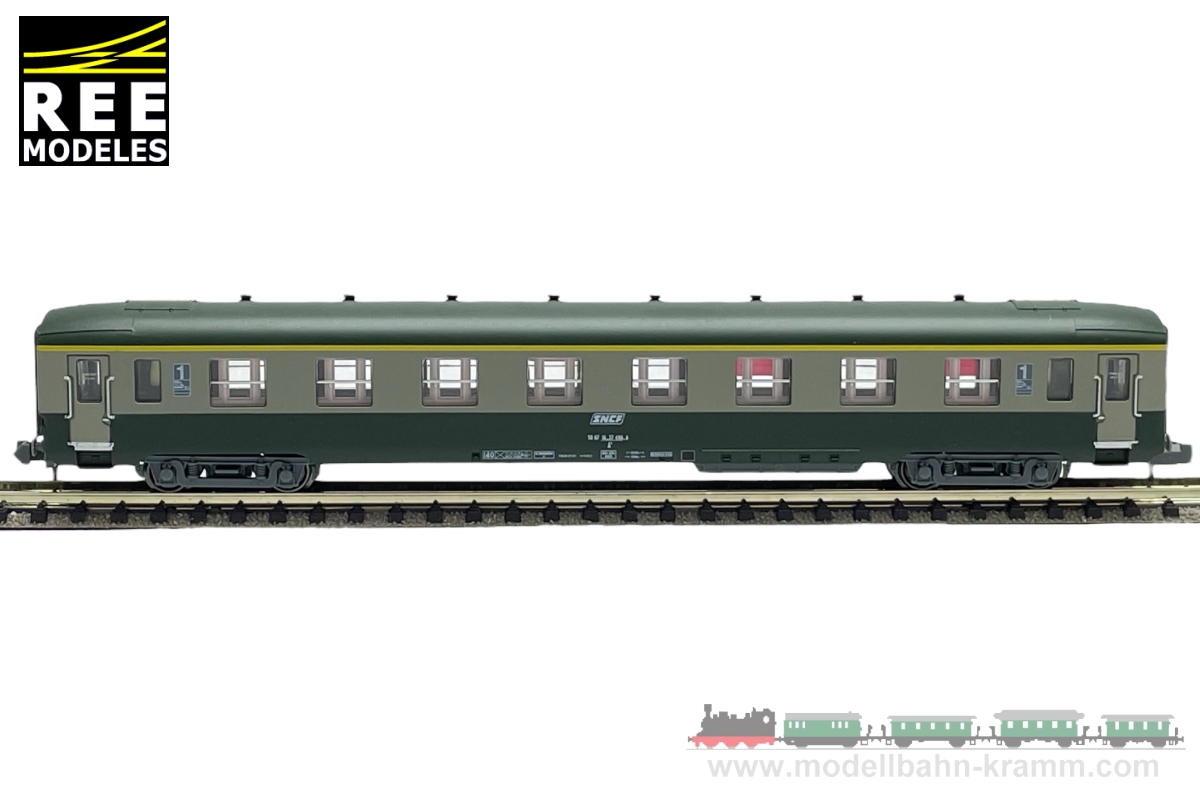 REE Modeles NW073, EAN 2000008744072: N Personenwagen grün/grau SNCF