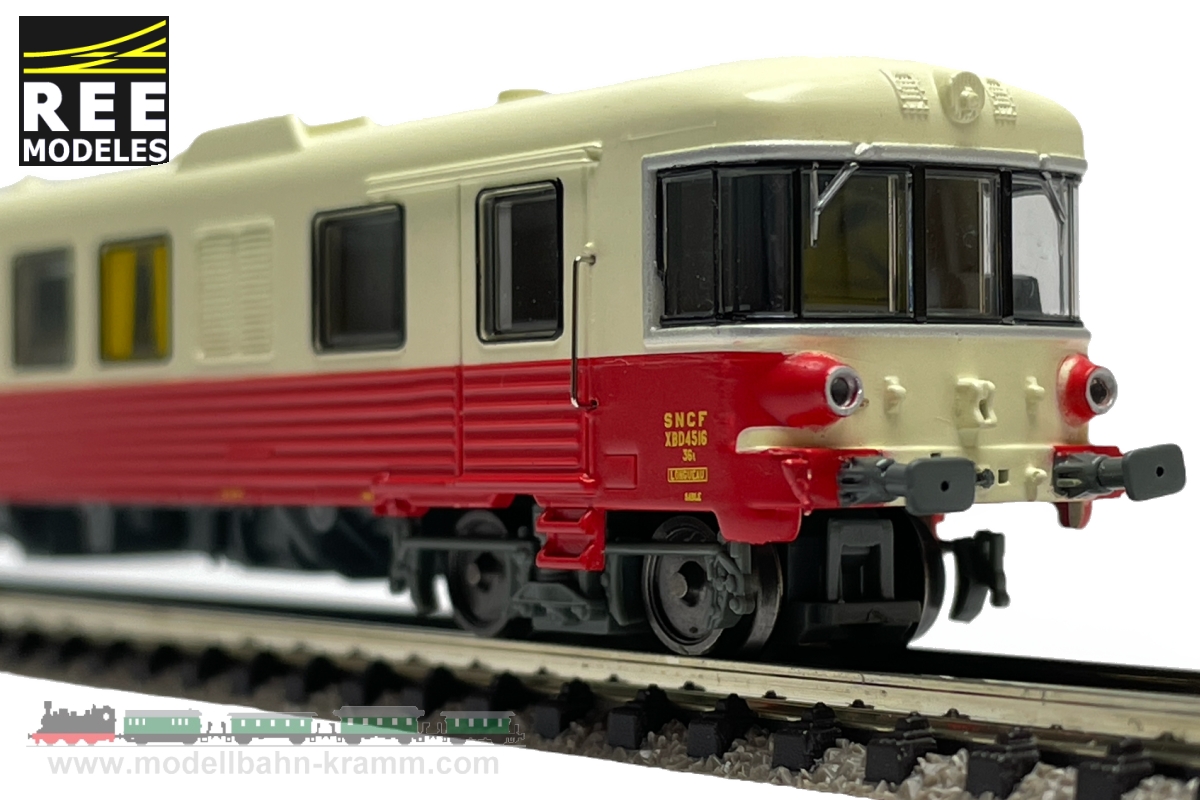 REE Modeles NW167, EAN 637913419225: N analog Triebwagen 2teilig XBD 4516 rot/creme SNCF