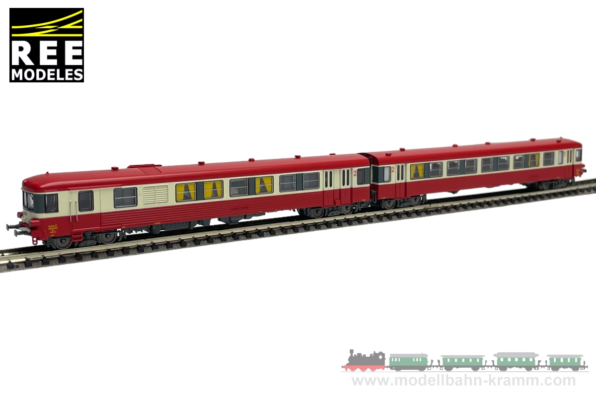 REE Modeles NW197, EAN 637913904431: N analog Triebwagen 2teilig XBD 4552 rot/creme SNCF