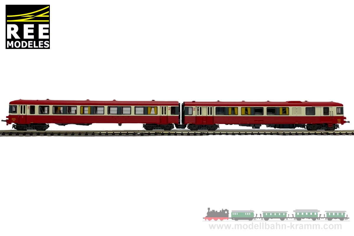 REE Modeles NW197, EAN 637913904431: N analog Triebwagen 2teilig XBD 4552 rot/creme SNCF