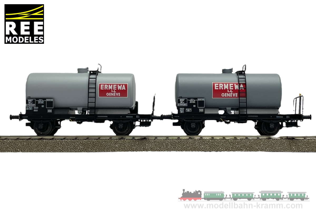 REE Modeles WB106, EAN 2000003481569: H0 2er Set Kesselwagen ERMEWA SNCF