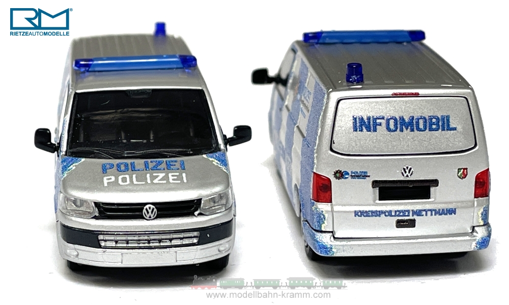 Rietze 53464, EAN 4037748534647: H0/1:87 VW T5 GP Streifenwagen NRW Polizei Mettmann