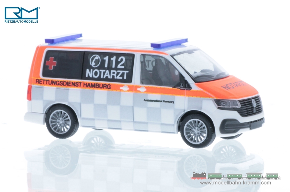 Rietze 53852, EAN 4037748538522: H0/1:87 VW T6.1 DRK Ambulanzdienst Hamburg