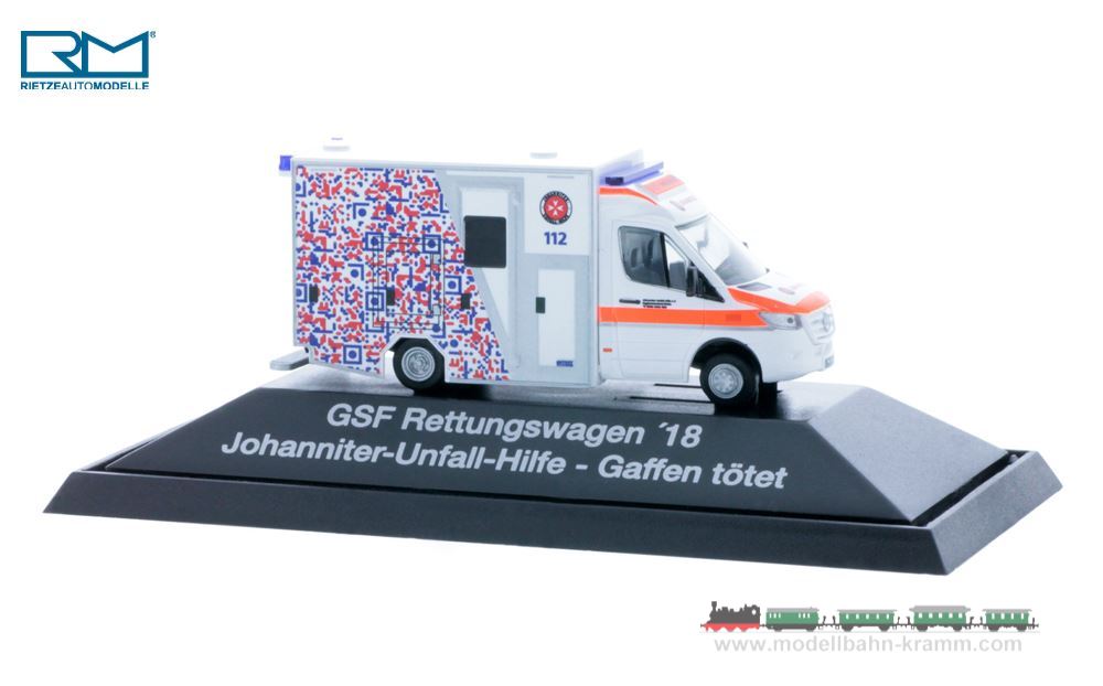 Rietze 76189, EAN 4037748761890: GSF RTW `18 Johanniter Berlin - Gaffen tötet