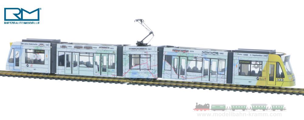 Rietze STRA01101, EAN 4037748011018: H0/1:87 Straßenbahn Siemens Combino ViP Potsdam - 100 Jahre