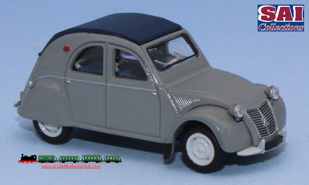 SAI Collection 6001, EAN 2000075301727: 1:87 Citroen 2CV AZLP 1958, grau, mit geschlossenem dunkeblauem Rolldach