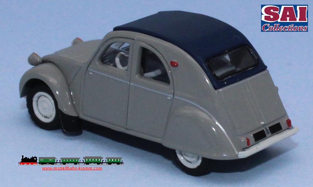 SAI Collection 6001, EAN 2000075301727: 1:87 Citroen 2CV AZLP 1958, grau, mit geschlossenem dunkeblauem Rolldach