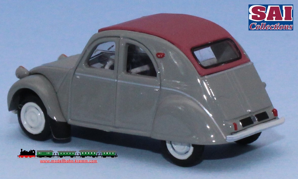 SAI Collection 6002, EAN 2000075301734: 1:87 Citroen 2CV AZLP 1958, grau, mit geschlossenem karminrotem Rolldach