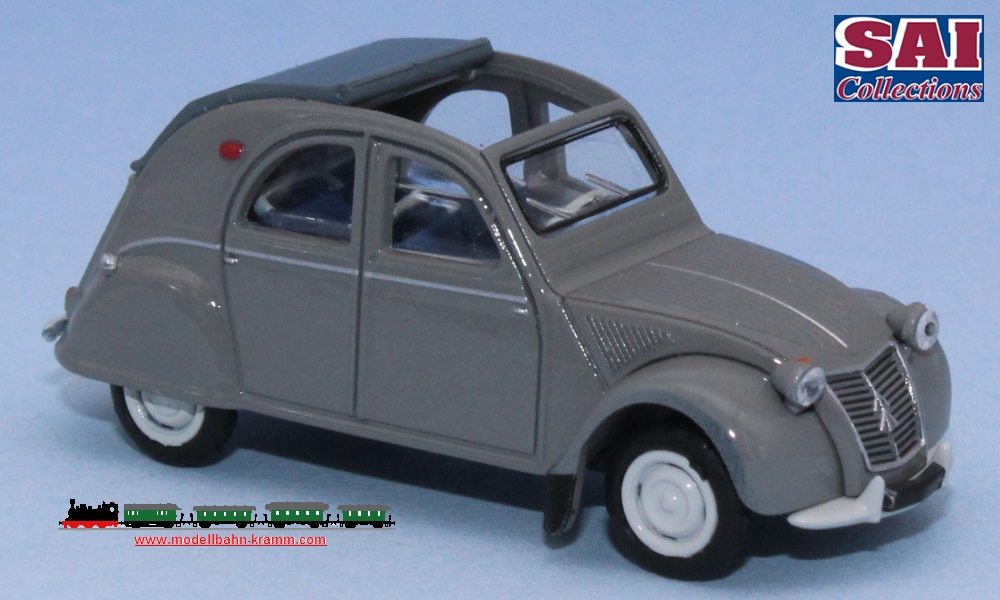 SAI Collection 6010, EAN 2000075301765: 1:87 Citroen 2CV AZLP 1958, grau, mit offenem grauem Rolldach