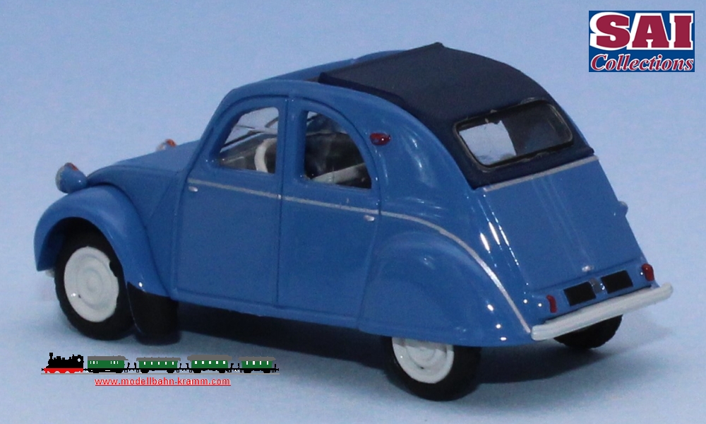 SAI Collection 6013, EAN 2000075301796: 1:87 Citroen 2CV AZLP 1958, blau, mit offenem dunkelblauem Rolldach