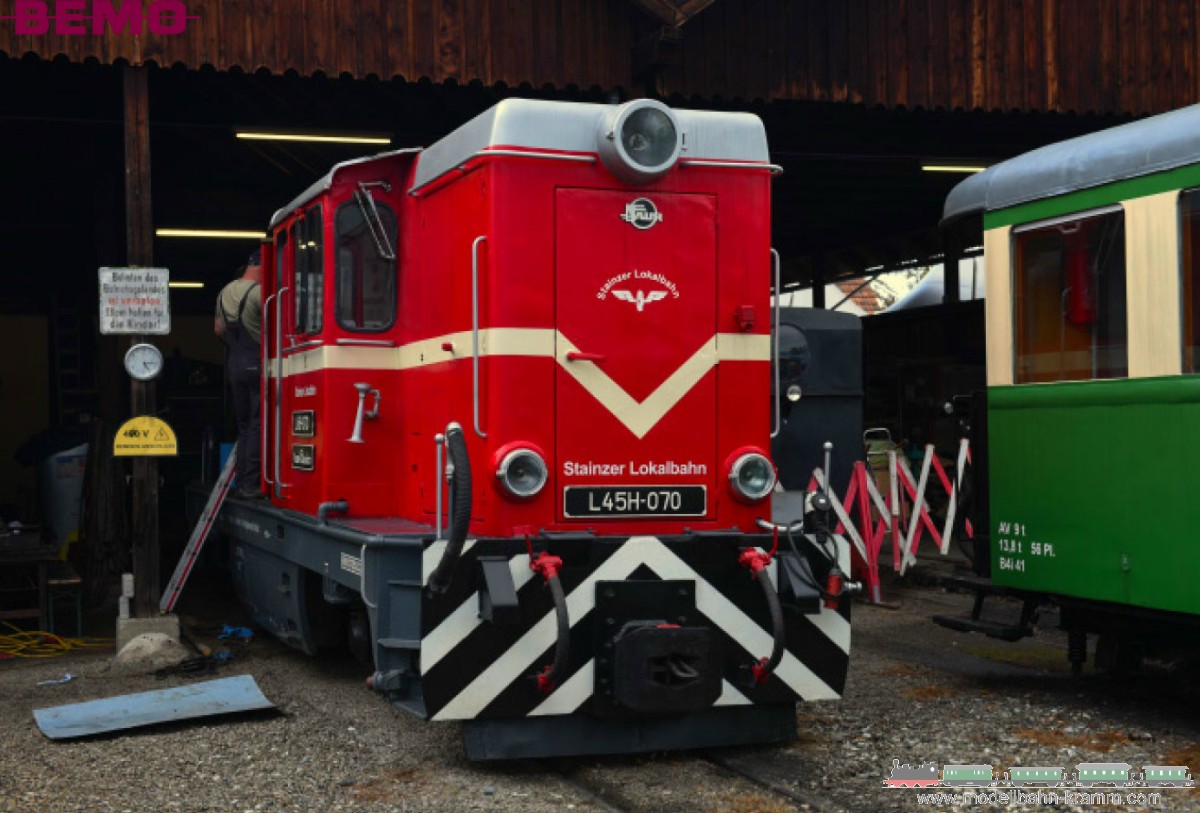 Bemo 1020952, EAN 2000075621566: H0e Stainzer Lokalbahn L45H-070 Diesellok rot VI