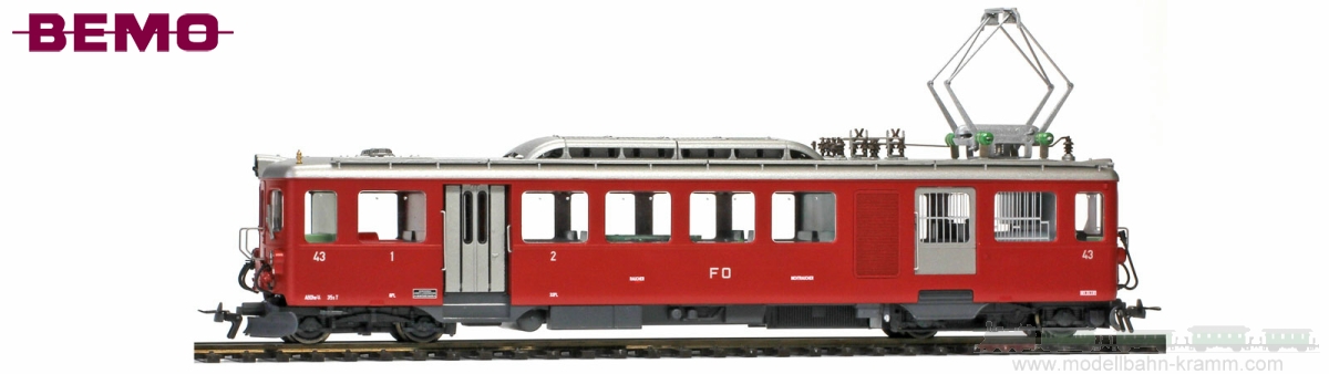 Bemo 1247215, EAN 2000075308030: H0m DC analog FO BDeh 2/4 45 Gepäcktriebwagen dunkelrot