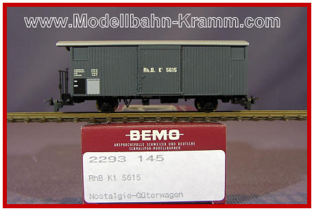 Bemo 2293145, EAN 2000008379014: H0m DC RhB K1 5615 ged. Museumsgüterwagen