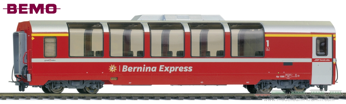 Bemo 3293143, EAN 2000075308306: H0m DC RhB Ap 1303 Panoramawagen Bernina-Express, VI