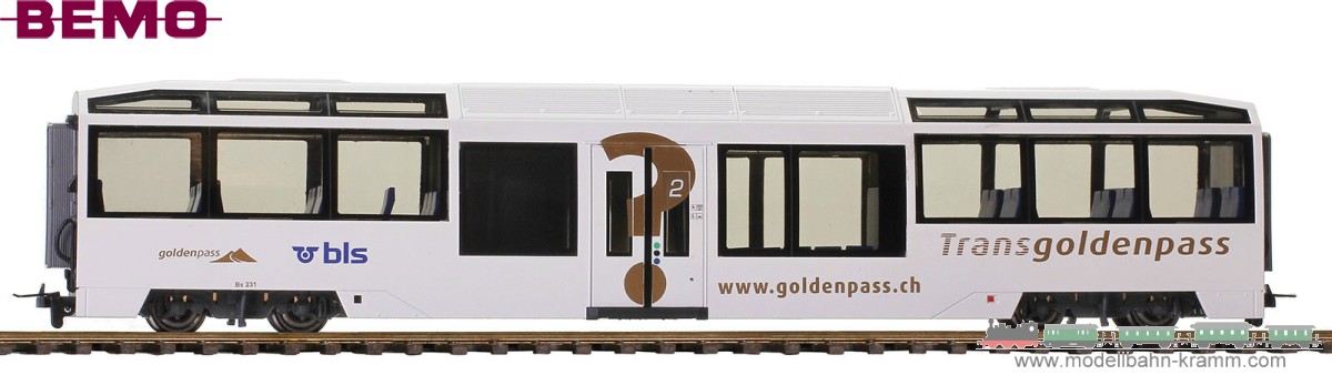Bemo 3699301, EAN 2000075491404: H0 DC Niederflurwagen Bs 231 GoldenPass MOB