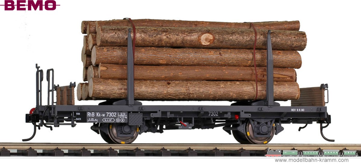 Bemo 9464101, EAN 2000075622242: Om Kk-w7301 Rungenwagen mit Holzladung