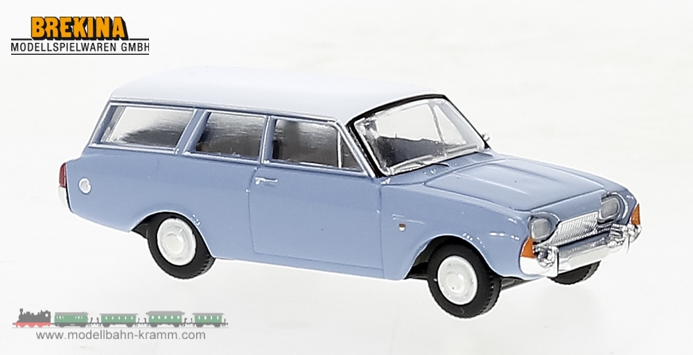 Brekina 19475, EAN 4026538194758: Ford Taunus P3 Turnier (1964), hellblau / weiß