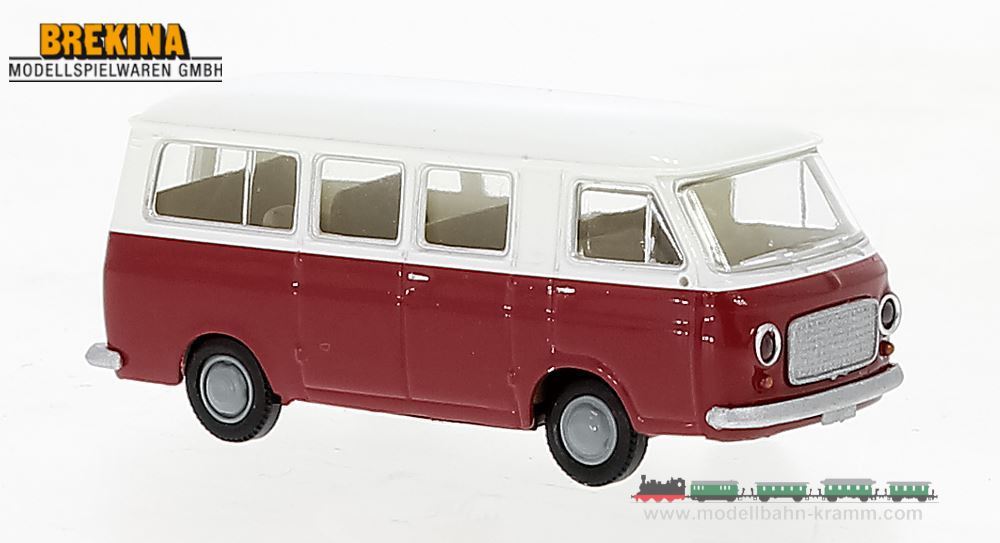 Brekina 34416, EAN 4026538344160: H0/1:87 Fiat 128 Bus zweifarbig (rot/weiß) 1966