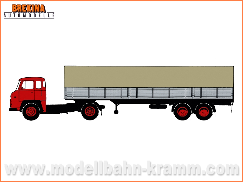 Brekina 85153, EAN 4026538851538: Scania LB76 PPSZG rot/grau