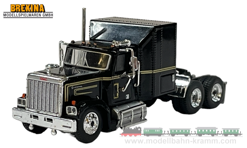 Brekina 85776, EAN 4026538857769: 1:87 GMC General US Solozugmaschine 1980 schwarz/gold