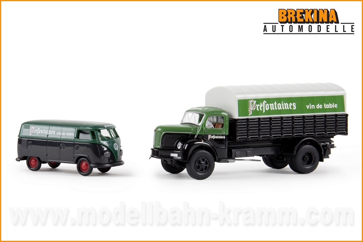 Brekina 90459, EAN 4026538904593: Set Prefontaines VW T1/GLR 8