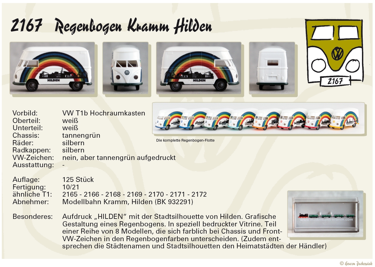 Brekina 932291, EAN 2000075307842: Brekina H0/1:87 VW T1 large capacity box rainbow Hilden