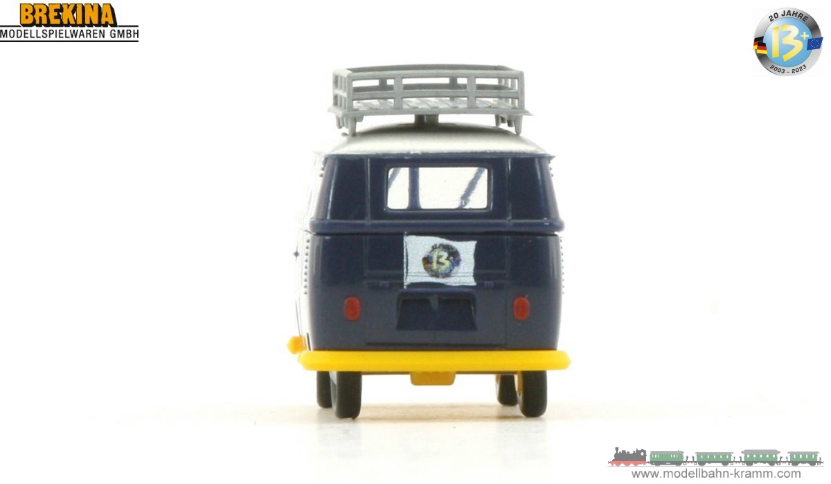 Brekina 932331B, EAN 2000075575920: H0/1:87 VW T1b Kasten mit Dachgepäckträger 20 Jahre w13plus Jubiläumsmodell 2023