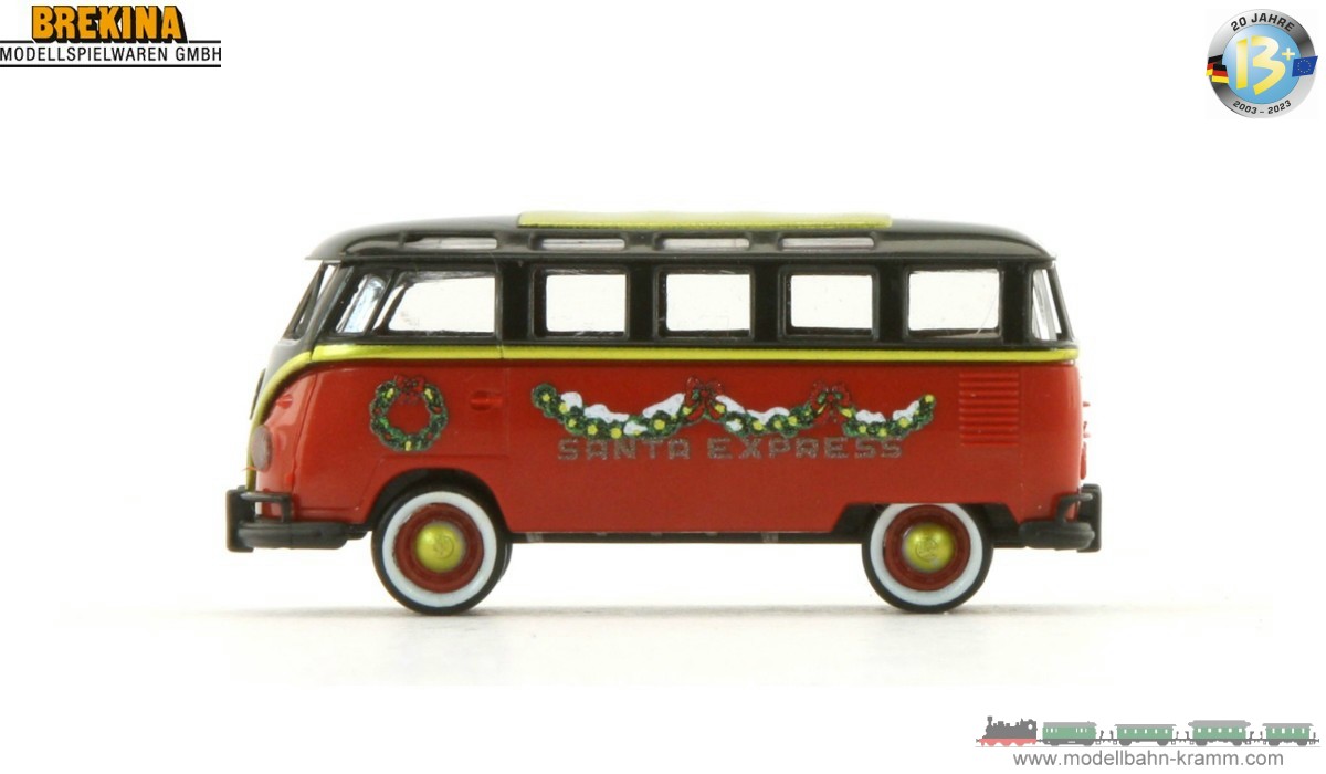 Brekina 932344, EAN 2000075575968: H0/1:87 VW T1b Bus ´SANTA EXPRESS´ Weihnachtsmodell 2023