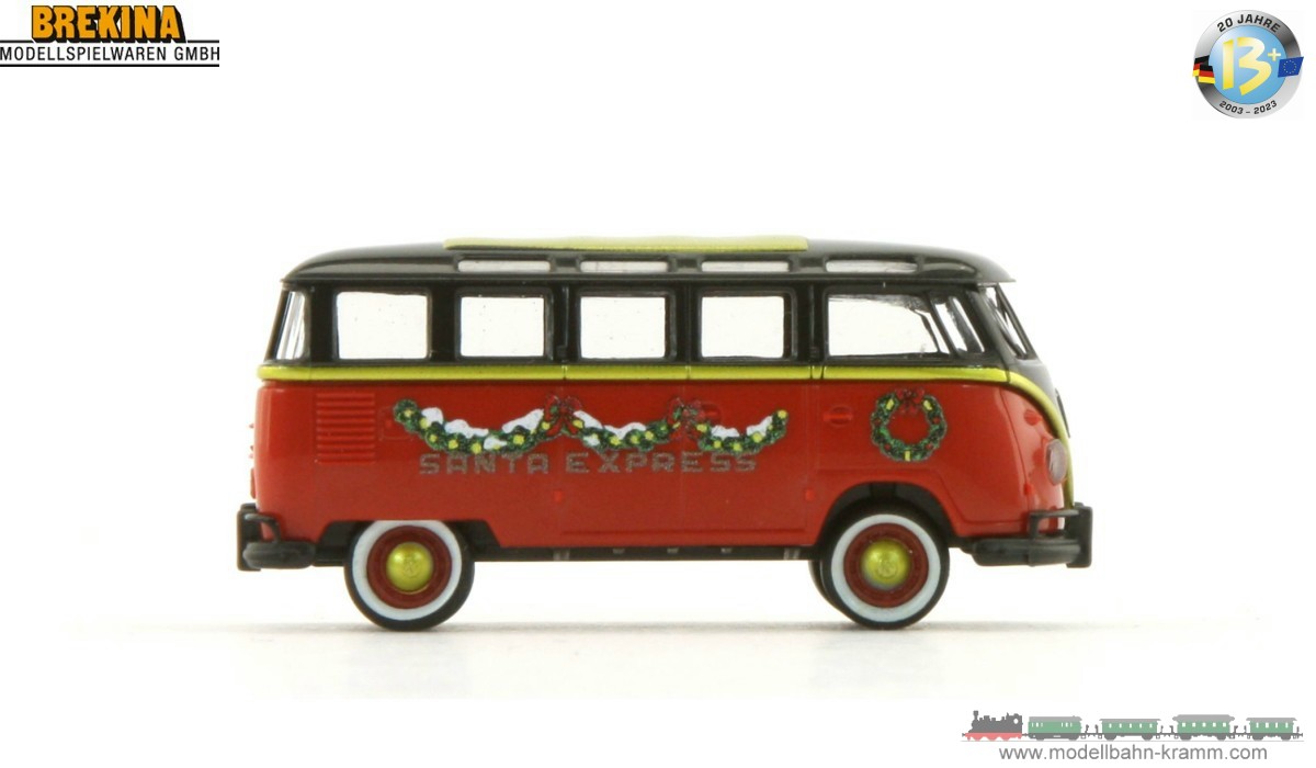 Brekina 932344, EAN 2000075575968: H0/1:87 VW T1b Bus ´SANTA EXPRESS´ Weihnachtsmodell 2023