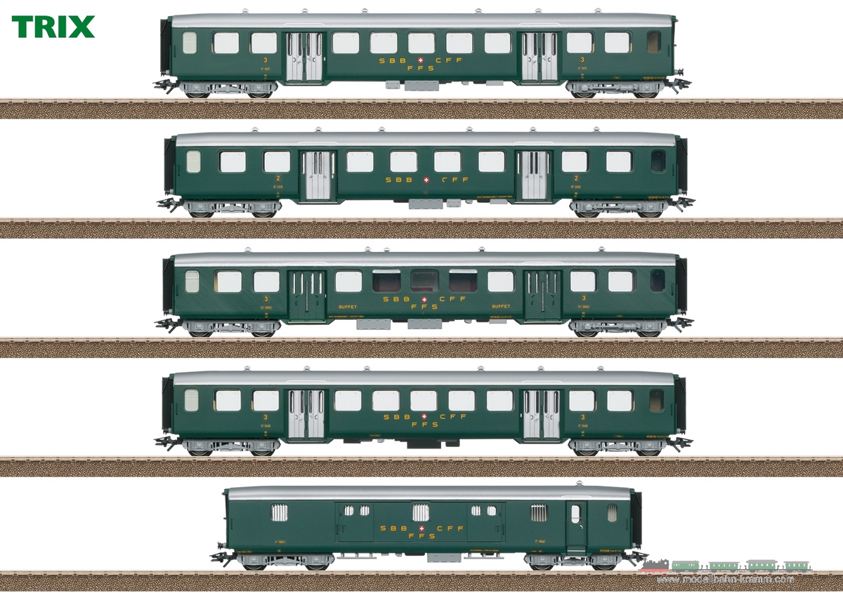 TRIX 23134, EAN 4028106231346: Lightweight Steel Car Set to Go with the Class Ae 3/6 I