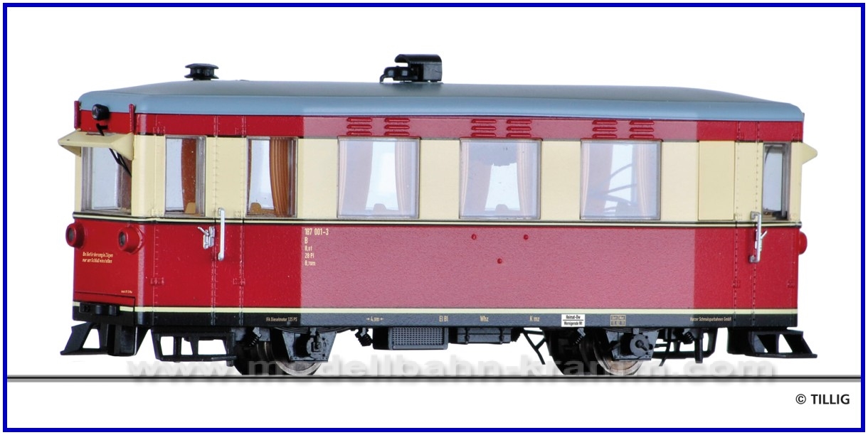 Tillig 02952, EAN 4012501029523: H0e analog Triebwagen 187 001-3, HSB