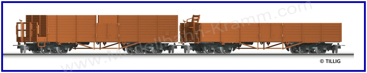 Tillig 15921, EAN 4012501159213: H0m 2x offener Güterwagen OO, DR