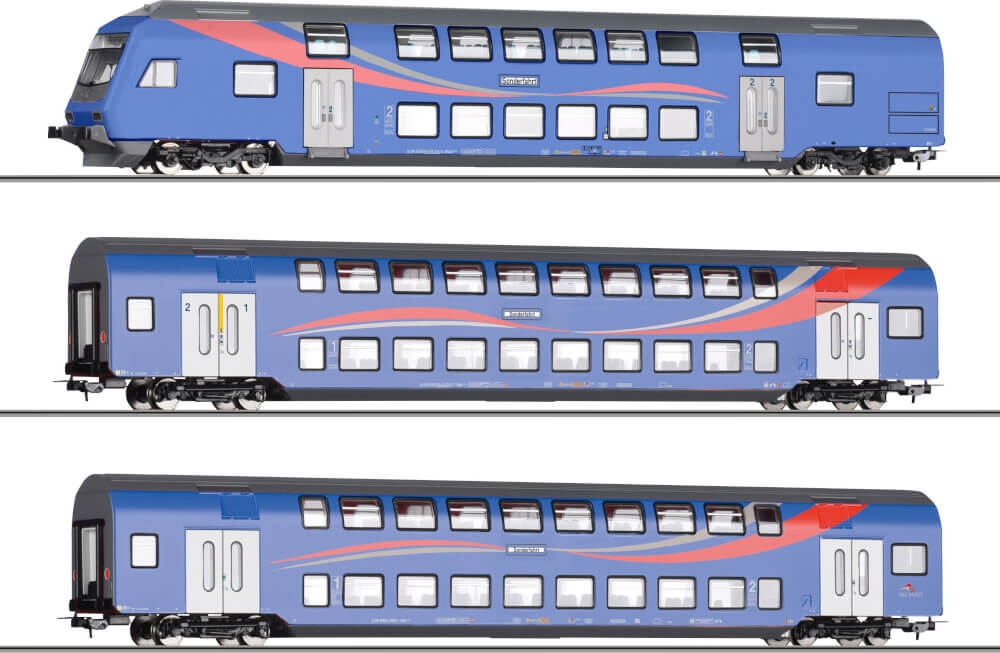 H0 DC 3er Set Doppelstockwagen SRI Rail Invest (SRI)