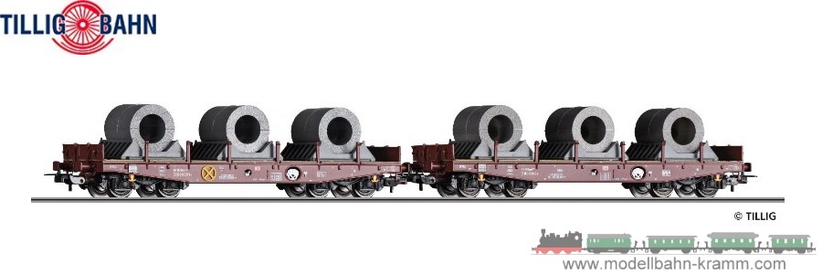 H0-gauge DC, set of 2 heavy goods wagons loaded wi