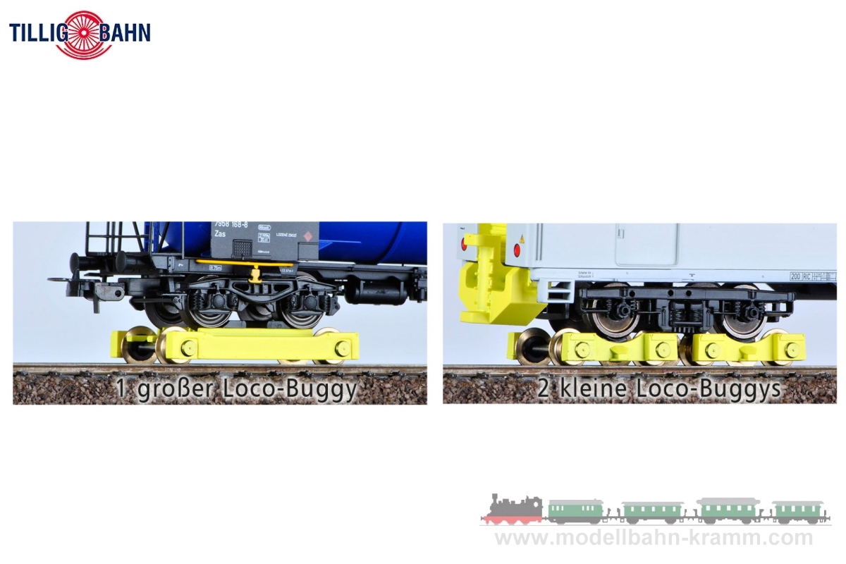 Tillig 70043, EAN 4012501700439: H0 DC Set aus zwei Packwagen Dmz und Loco-Buggy-Set, RailAdventure GmbH