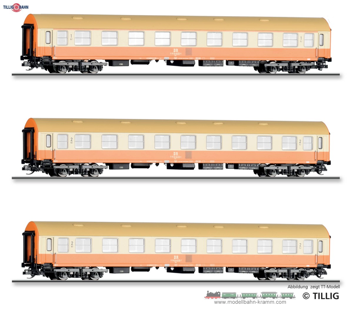 H0 DC 3er Set Personenwagen Y/B 70 Städteexpress DR