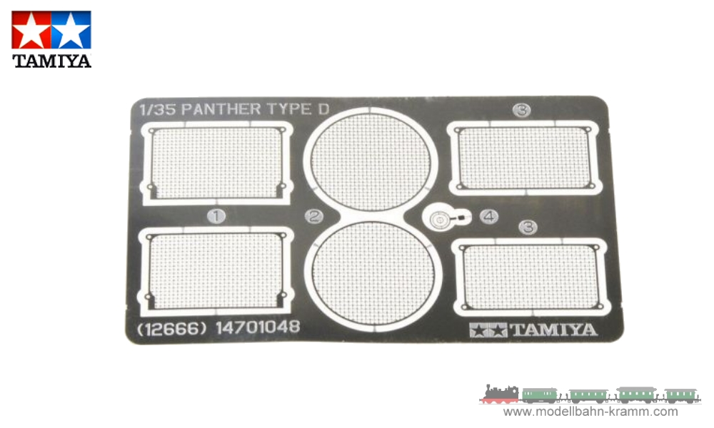Tamiya 12666, EAN 2000008562416: 1:35 Photoetched parts radiator Panther Ausf.D