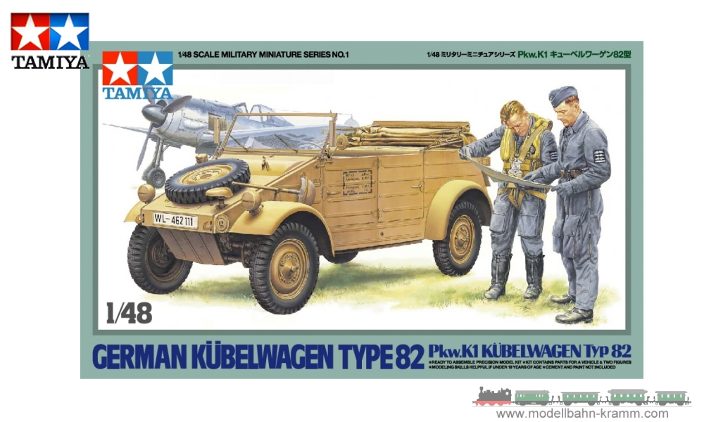 Tamiya 32501, EAN 2000000503790: 1:48 Bausatz, WWII Deutscher Kübelwagen Typ 82 Pkw.K1