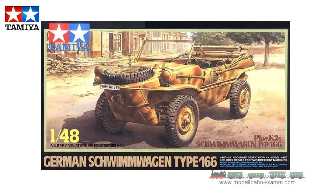 Tamiya 32506, EAN 2000000837345: 1:48 Kit, Dt. Schwimmwagen Typ166 Pkw.K2