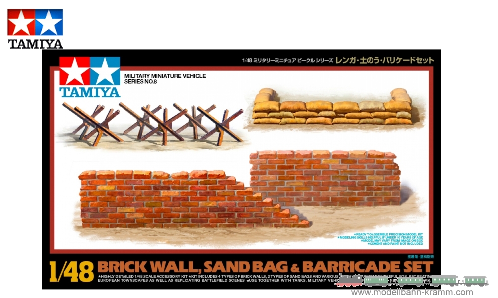 Tamiya 32508, EAN 2000000270982: 1:48 Kit, WWII Diorama Set Walls&Sandbags.
