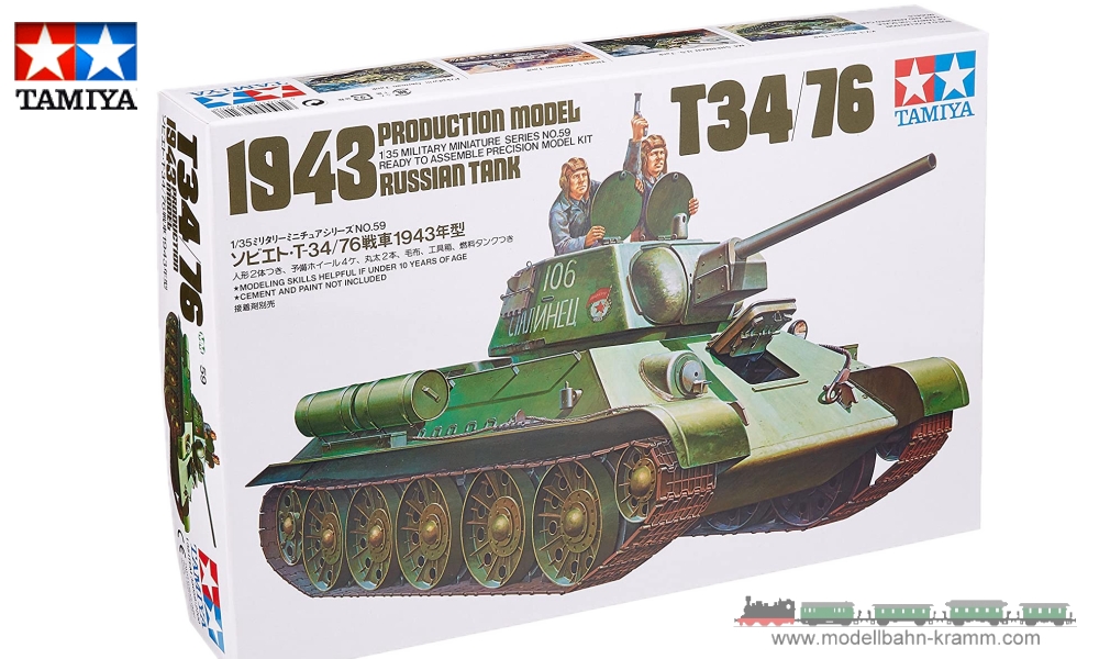 Tamiya 35059, EAN 4950344993208: 1:35 Bausatz, Russischer Panzer T34/76 1943
