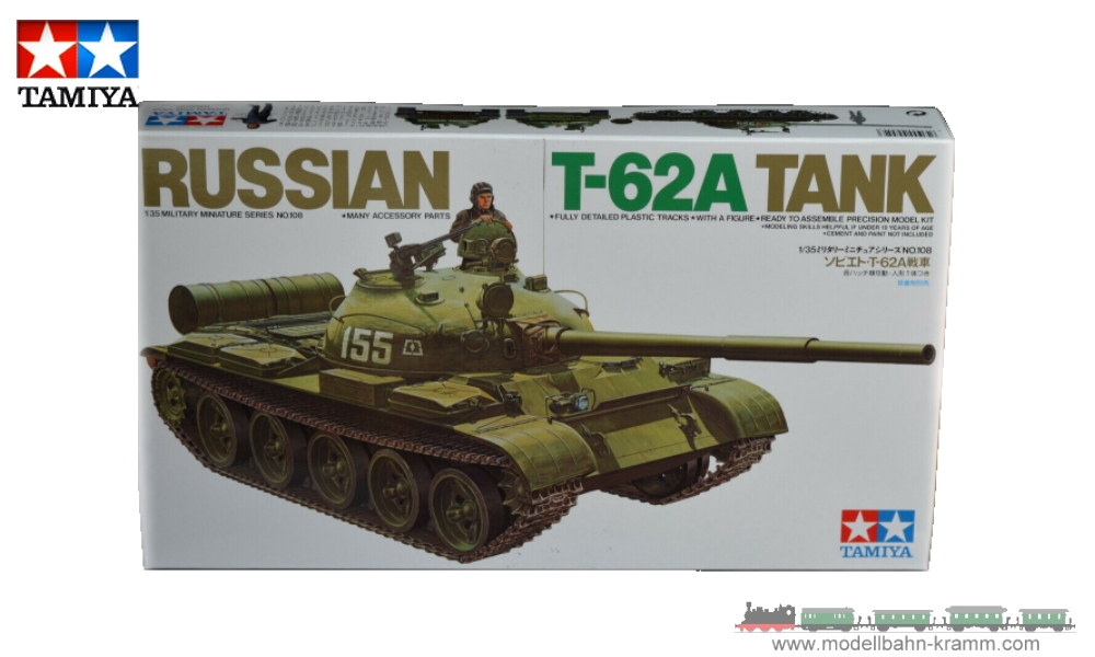 Tamiya 35108, EAN 4950344987856: 1/35th scale kit, Russian Tank T-62