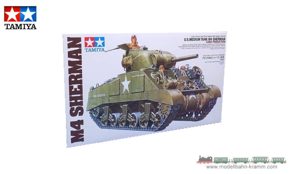 Tamiya 35190, EAN 4950344996193: 1:35 Bausatz, U.S. leichter Panzer M4 Sherman