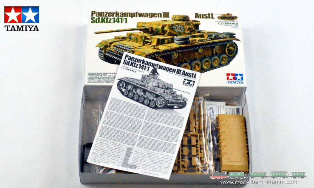 Tamiya 35215, EAN 4950344996391: 1:35 Bausatz, Deutscher Sd.Kfz.141/1 Panzerkampfwagen III Ausführung L