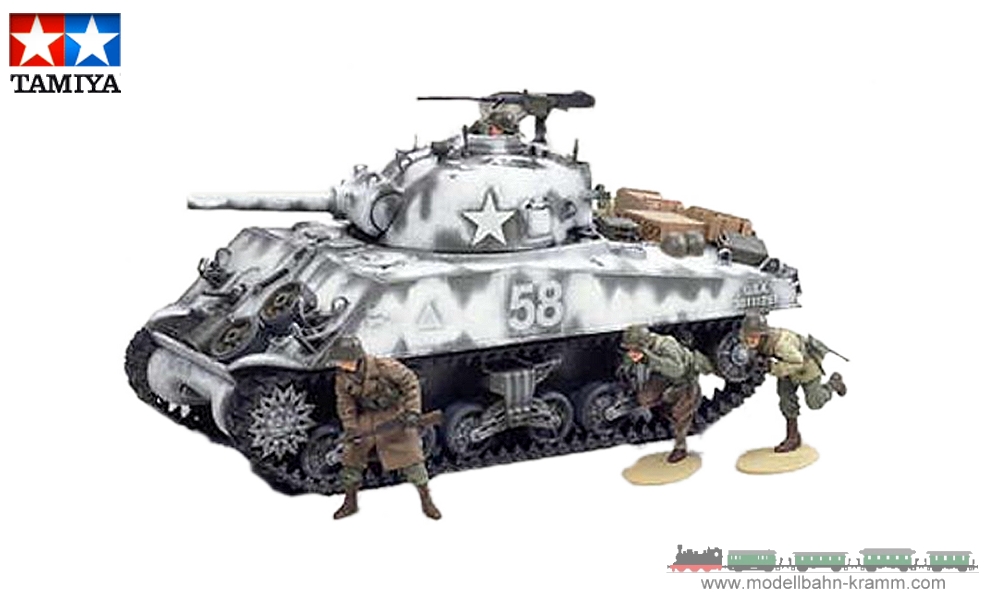 Tamiya 35251, EAN 2000000011653: 1:35 Kit, US Sherman M4A3 105mm Howitzer, with 4 figures.