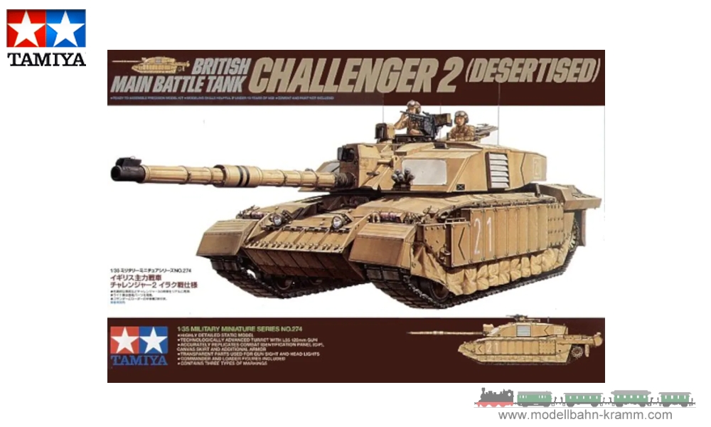 Tamiya 35274, EAN 2000000259765: 1:35 Kit, British Challenger 2 Desert Main Battle Tank
