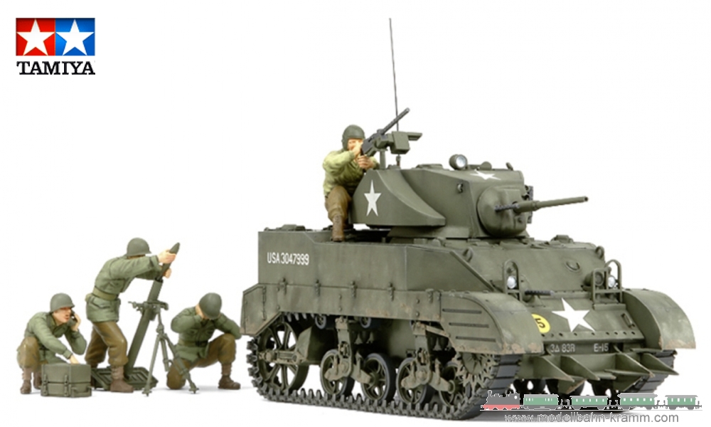 Tamiya 35313, EAN 4950344353132: 1:35 Kit, US M5A1 Light tank with mortar team